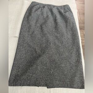 [14/16]Talbots Black White Tweed Wool Silk Blend Midi Pencil Skirt Back Slit